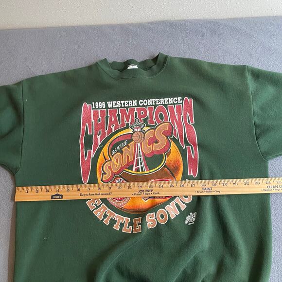 Vtg Seattle Sonics 1996 Western Conference Champions NBA Finals XL Logo 7 Rare - Picture 10 of 14